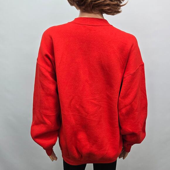 Vintage 90s Miller Sweatshirt XL Joy Teddy Bear Christmas USA Made Mockneck Red - Picture 8 of 11